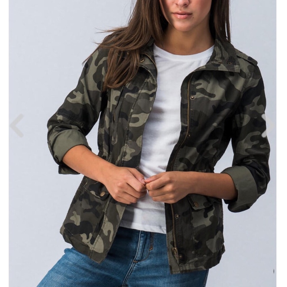 CAMO ARMY JACKET with Pockets Zipper & Snaps NEW - Picture 4 of 8